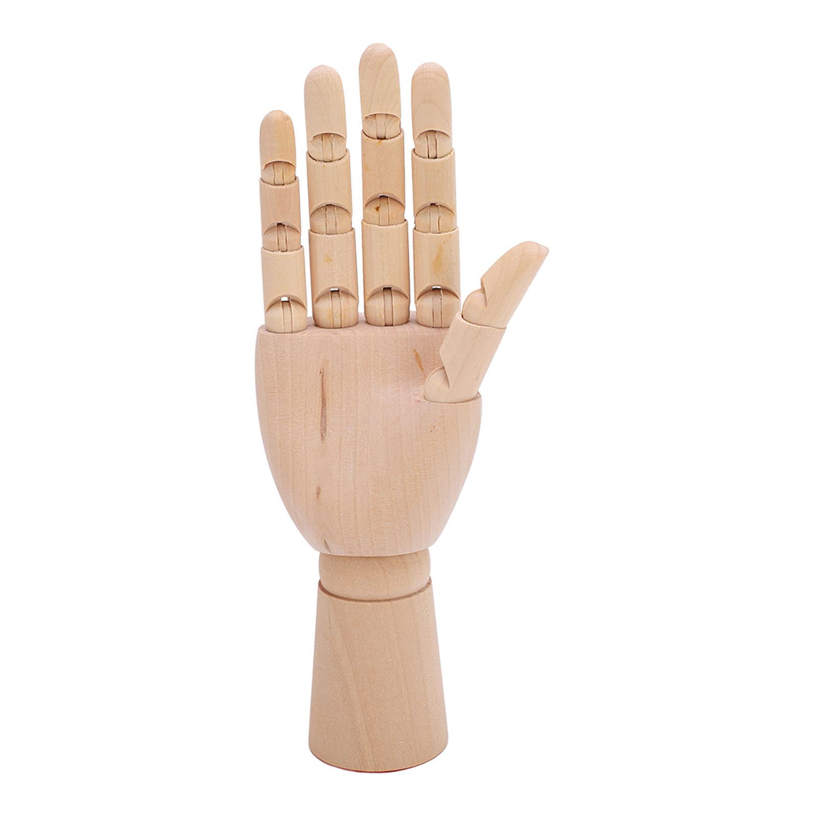 HERCHR Wooden Hand Model, Artist Drawing Manikin Art Mannequin Hand Articulated Mannequin with Wooden Flexible Fingers for Home Office Desk(Right)