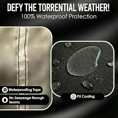 Image of Your Ride! Heavy Duty Motorcycle Cover Waterproof Outdoor 210D Oxford Fabric with Heat Sealed Seams Ultra Waterproof Fits up to 88.6 inch All Weather Motorcycle Cover for Sport Bike with Carry Bag