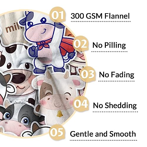 Cow Blanket Gifts - 50"x60" Cute Throw for Women, Girls - Colorful Soft Fuzzy Blankets for Bed, Couch & Living Room
