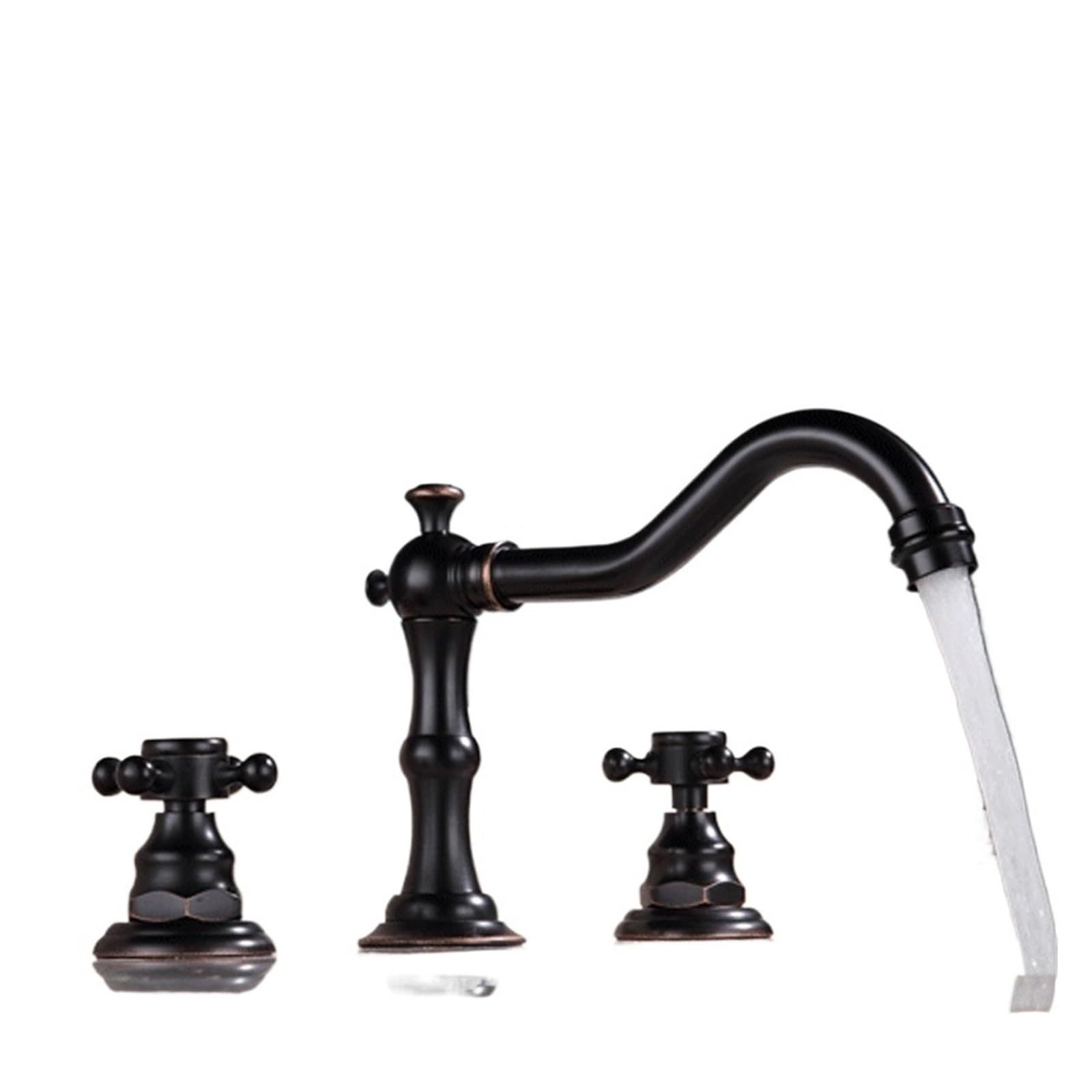 Robinet mitigeur de lavabo en laiton antique à 3 trous pour salle de bains rétro
