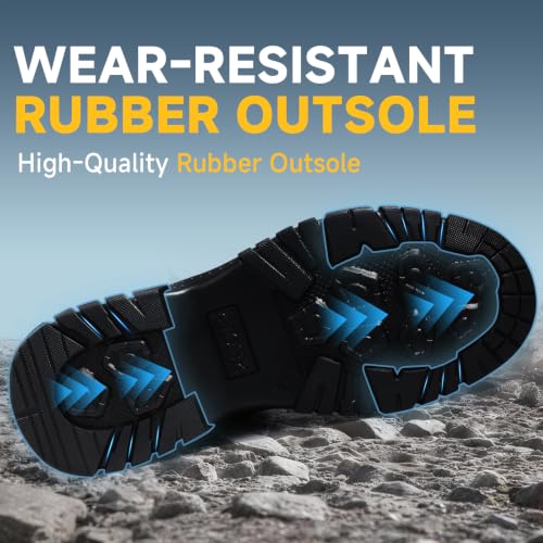 Image of Steel Toe Work Boots for Men Puncture Resistant Safety Boots | ASTM,High-Top,Industrial,Comfortable,Lace-Up,Construction,Warehouse, Factory,Workshop