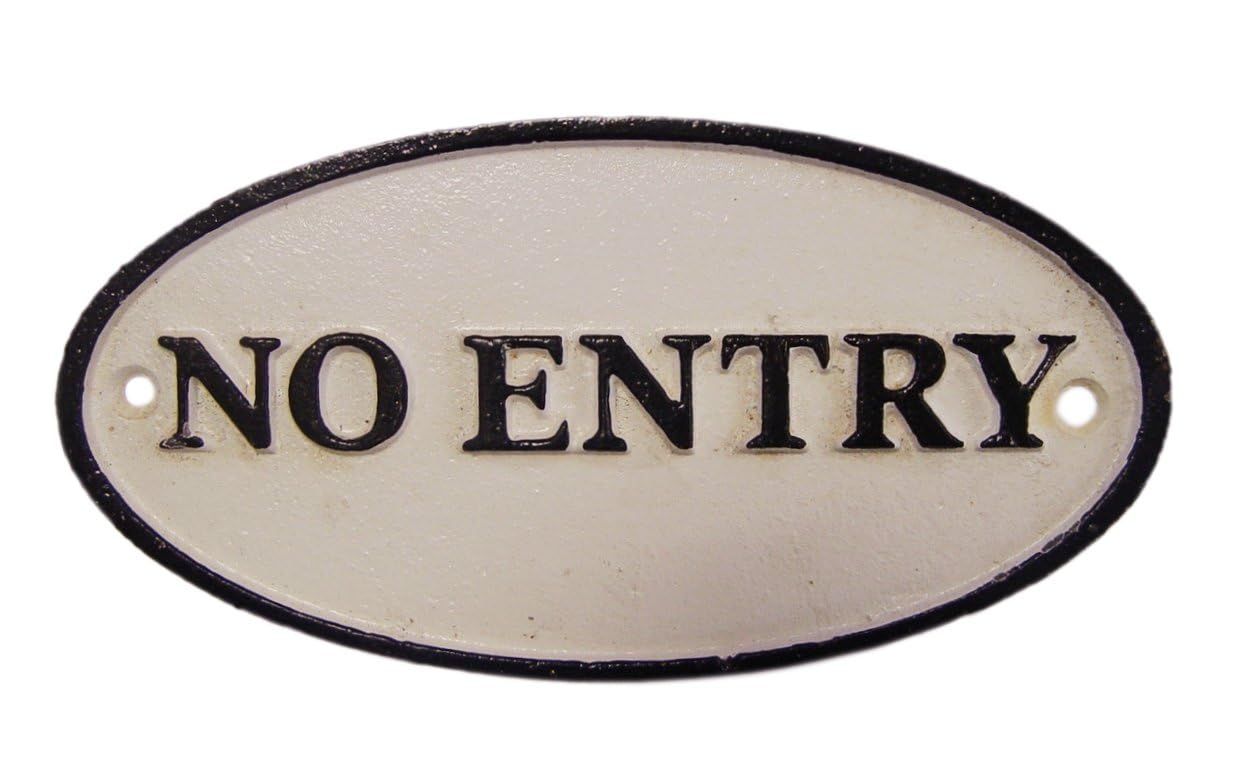 Un cartel de hierro fundido con texto en inglés "Betreten Verboten" Replica Retro Design Decoration