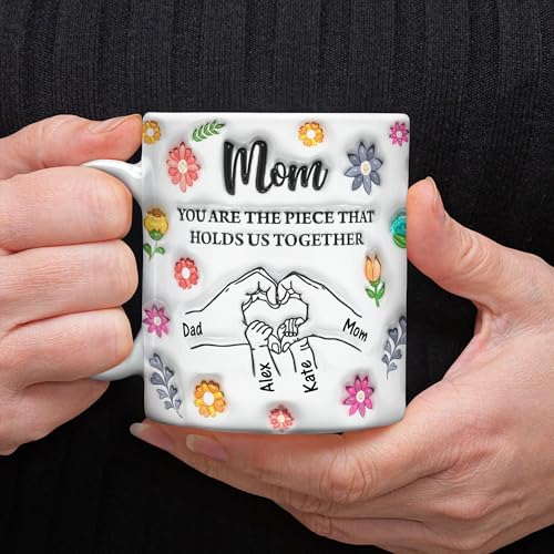 Taza de café personalizada para mamá diseño manos miniatura 6