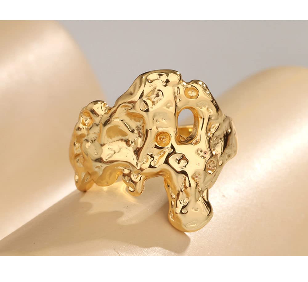 HGJH Anello in Argento Sterling 925,Anelli Regolabili per Le Donne d'oro Modello Martellato 925 Anelli di Eternità Irregolarità FEDI Nuziali Anelli di Promessa per Ragazze Signore