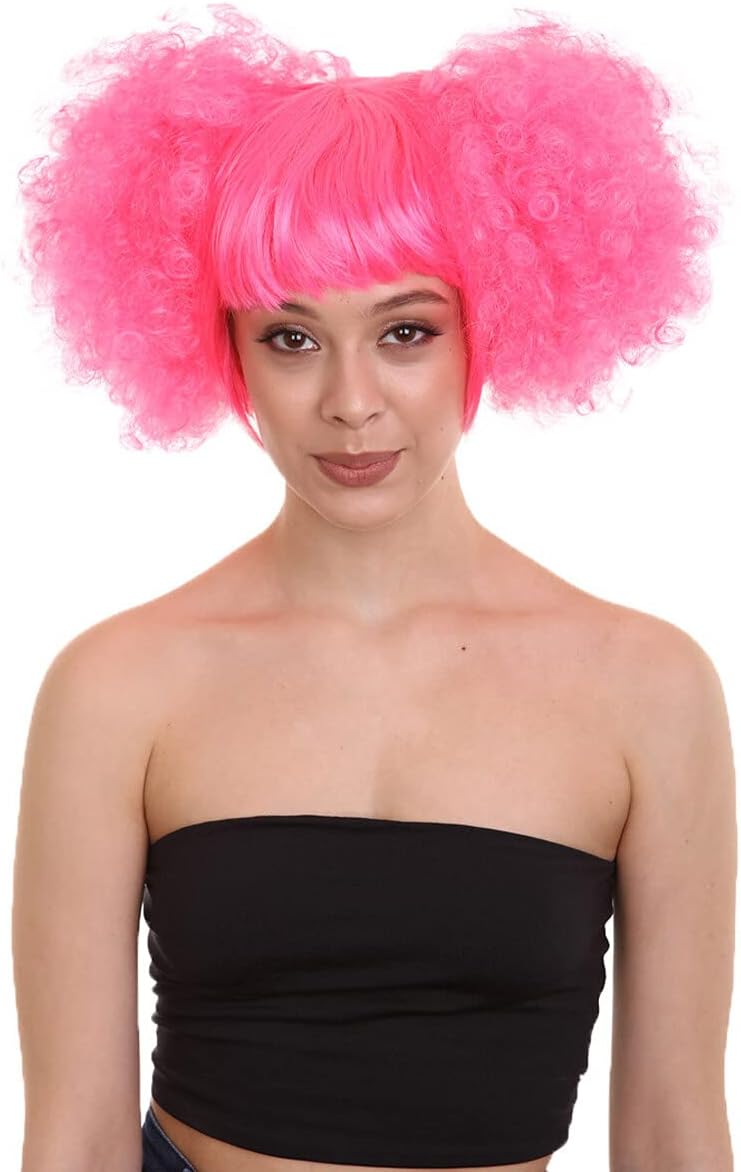 HPO Adult Unisex Clown Puff Wig, Multiple Color Option, Best Halloween Wig, Premium Breathable Capless Cap, Flame-retardant Synthetic Fiber