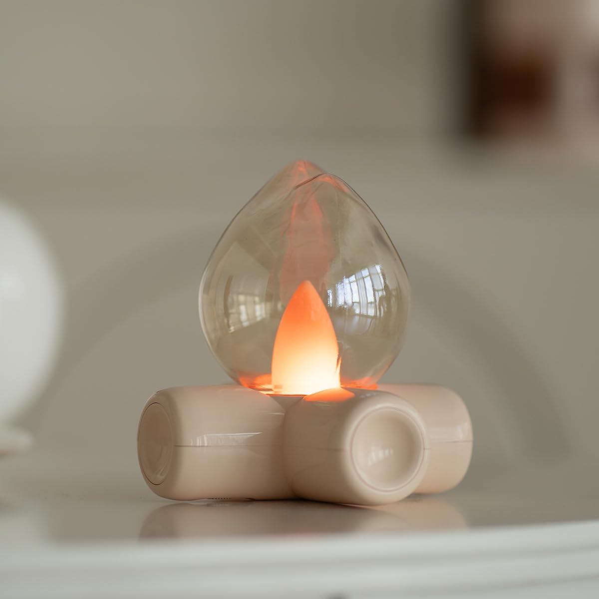 Campfire Lamp, LED Flame Effect Table Lamp, Warm Atmosphere Night Light for Bedroom Bedside, Living Room, Bar Decor, Home Decoration, Fire Bowl Style, Creative Gift