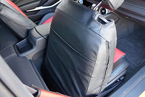 Iggee Chevy Camaro 2016- Black/RED Artificial Leather Custom Made Original fit Front seat Cover