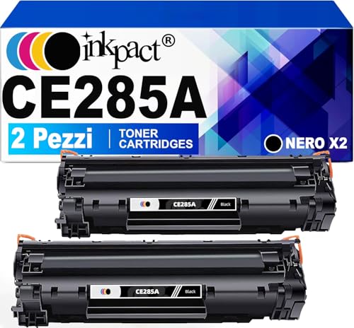 INKPACT CE285A 85A Cartucce Toner Compatibili per HP CE285A 85A per HP LaserJet Pro P1102W P1102 P1005 P1100 P1006 M1132 M1212nf M1136 M1130 M1217nfw, Canon LBP3010 LBP6000 (2 Nero)