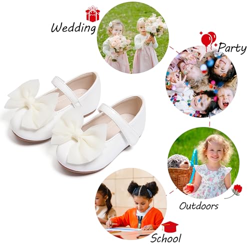 Image of PHIRAMIN Toddler Flower Girl Dress Shoes - Little Girl Mary Janes Flats Wedding