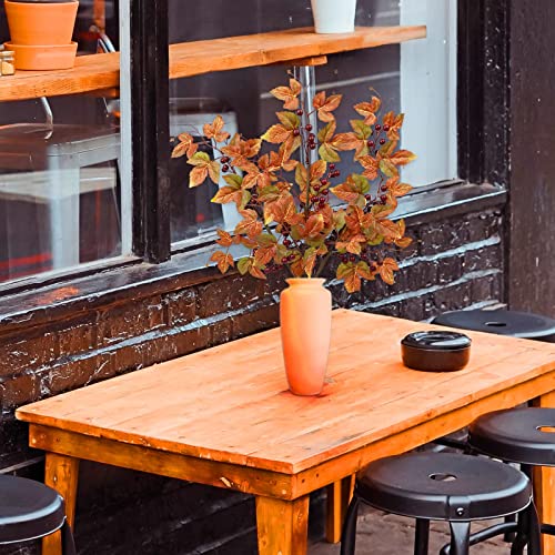 3 Pcs Fall Flowers Artificial For Decoration 21.6" Fake Fall Leaves With Red Berry Stems Faux Maple Leaves Branches For Home Decor Floral Arrangements Table Centerpieces Autumn Decoration #TOP6