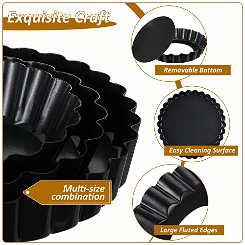 18 Pcs 3 In 4 In 5 In Mini Tart Pan With Removable Bottom Egg Tart Molds Nonstick Mini Pie Tins Small Round Quiche Pan Carbon Steel Reusable Quiche Bakeware For Baking Cake Cupcake Muffin Dessert #TOP1