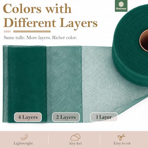 Image of Hunter Green Tulle Fabric Roll 6 Inch x 100 Yards Tulle Ribbon