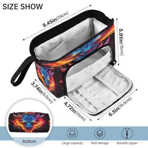 Image of Dragon Fire Pencil Case Pouch Big Capacity Pencil Bag Box Organizer Pen Case with Handle Stationery Organizer for Girls Boys Women Kids Adults School