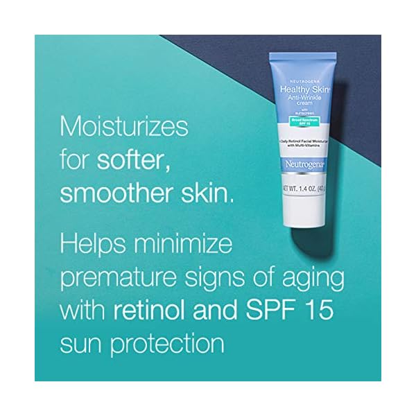 Neutrogena Healthy Skin Anti-Wrinkle Retinol & Vitamin E Daily Moisturizer with SPF 15 Sunscreen, Oil-Free Face & Neck Cream with Retinol, Vitamin E, Vitamin A & Vitamin B5, 1.4 oz