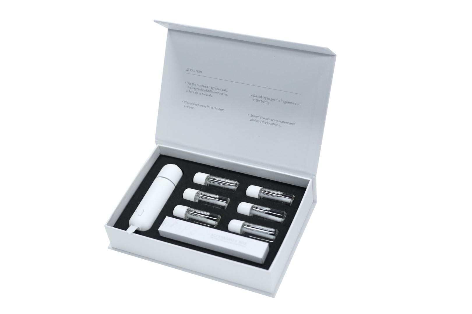 Diffusore ad ultrasuoni USB ricaricabile Nomade di Oli Essenziali con 6 Bottiglie di Aroma: Aromaterapia in Strada e Casa (bianco)