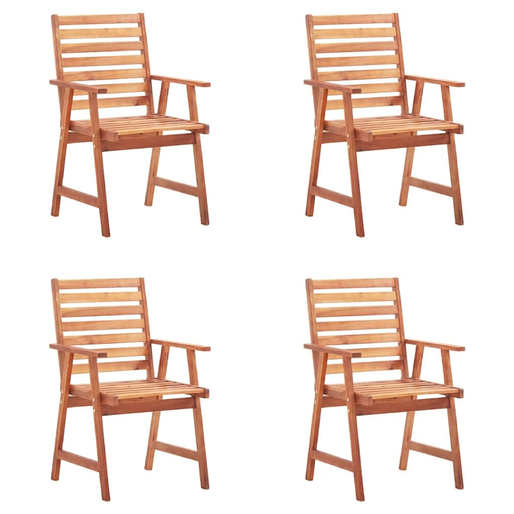 Set 4 Sedie Giardino in Legno di Acacia con Cuscini | Ideali per arredare il terrazzo o il patio, queste sedie offrono una comoda seduta per i vostri pranzi all'aperto.