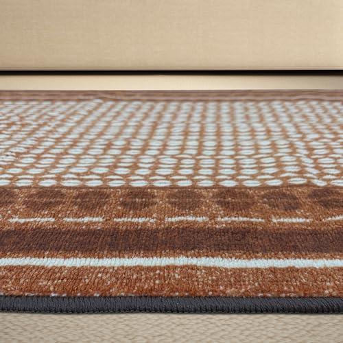 Image of Welspun Premium Runner for Hall, Bedroom & Living Room | Geometric Design | Anti Skid | Fold Mark Resistance | Multipurpose | Machine Tufted | (2 x 5 ft, Brown)