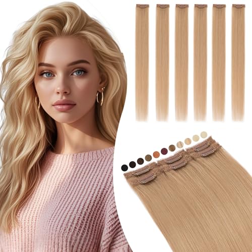 Extensiones de clip de pelo natural de 25cm para añadir volumen y reflejos rubios con Silk Lace