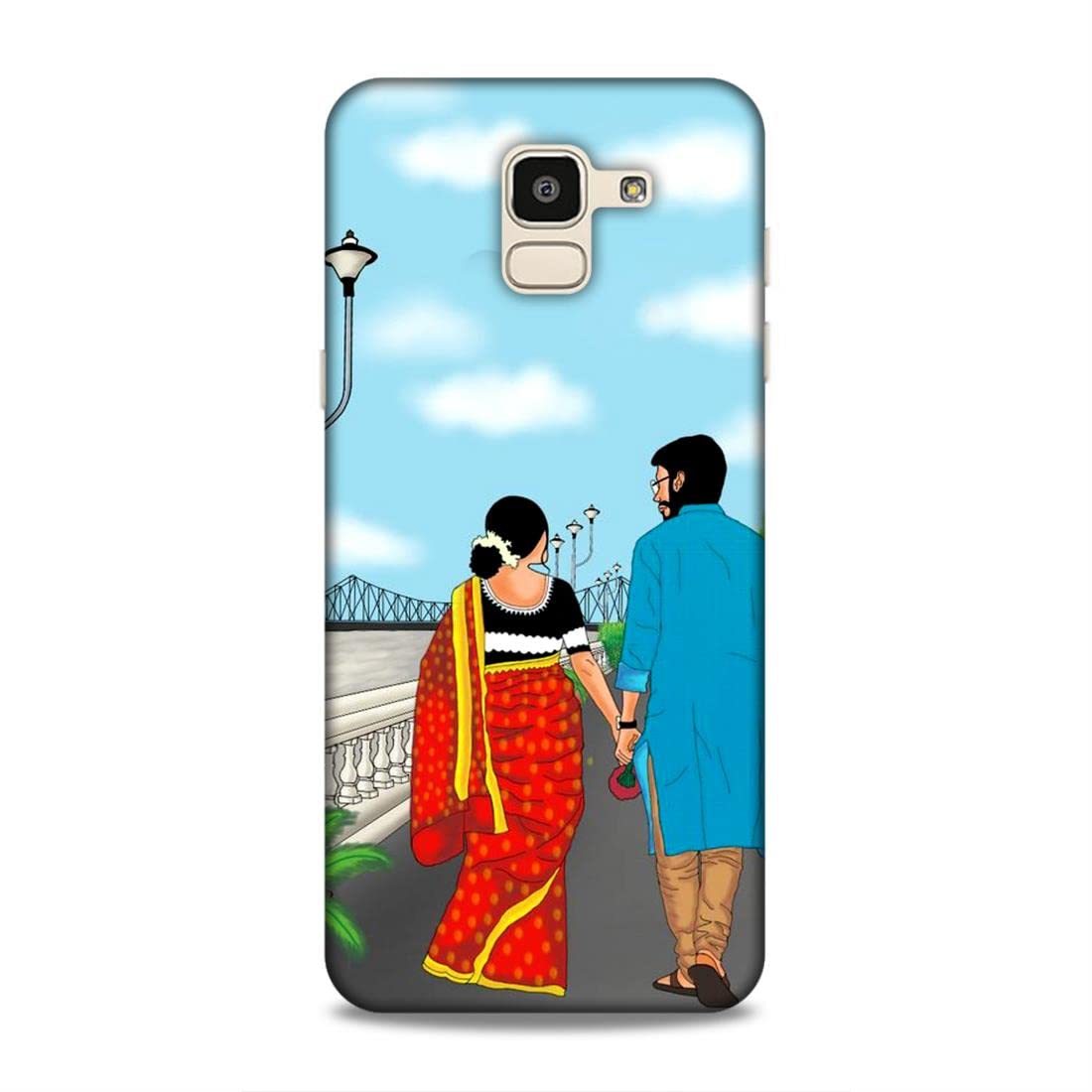 ND ENTERPRISE|| Designer Back Case Cover for Samsung J6 | Indian Couple Walking On Road |