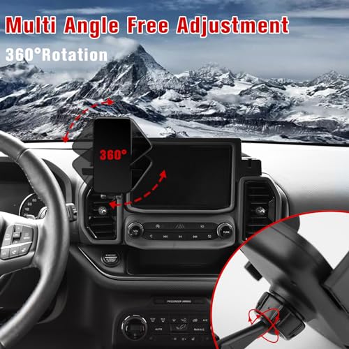 LitMiRaCle Upgrade Dashboard Mobile Phone Holder for Ford Bronco Sport, Dual-Holes Phone Mount with Tray Internal Accessories Automobile Cradles for Ford Bronco Sport 2021 2022 2023 2/4 Doors by LitMiRaCle - Image 4