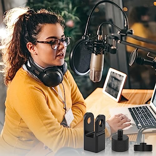 Image of Microphone Mount Adapter for Hyperx Quadcast with 3 /8 inch or 1 /4 inch Screw Adapter, Works with HyperX QuadCast Microphone Stand & Boom Arm Durable Replacement Accessory for Microphone (Black)