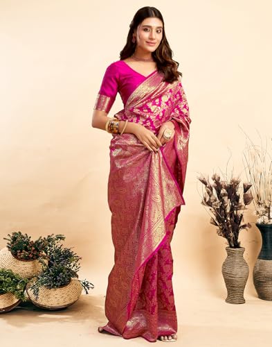 Image of SIRIL Women's Banarasi Silk Saree Pure Silk Saree With Unstitched Blouse Piece