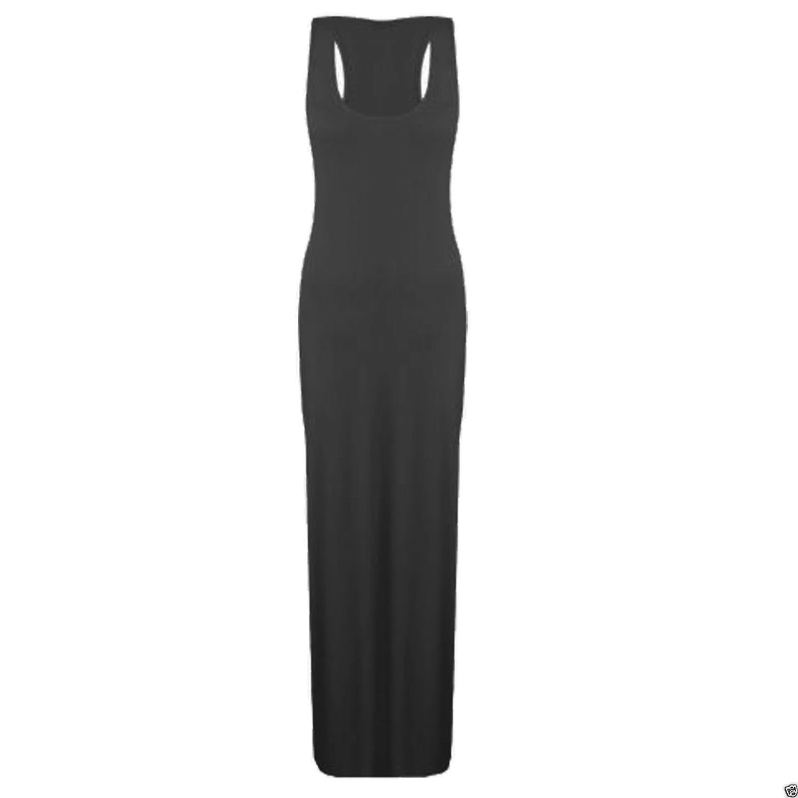 Women's Charcoal Jersey Long Summer Vest Racer Muscle Back Maxi Dress Plus Size 8-26 (Xxl (20-22), )