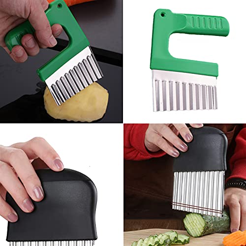 Vegetable Fruit Salad Cutter 2 Pieces Potato Cutter for Chips Knife Wave Cutter Potato Wave Knife for Cutting Potatoes, Onions, Radishes, Cucumbers - Image 7