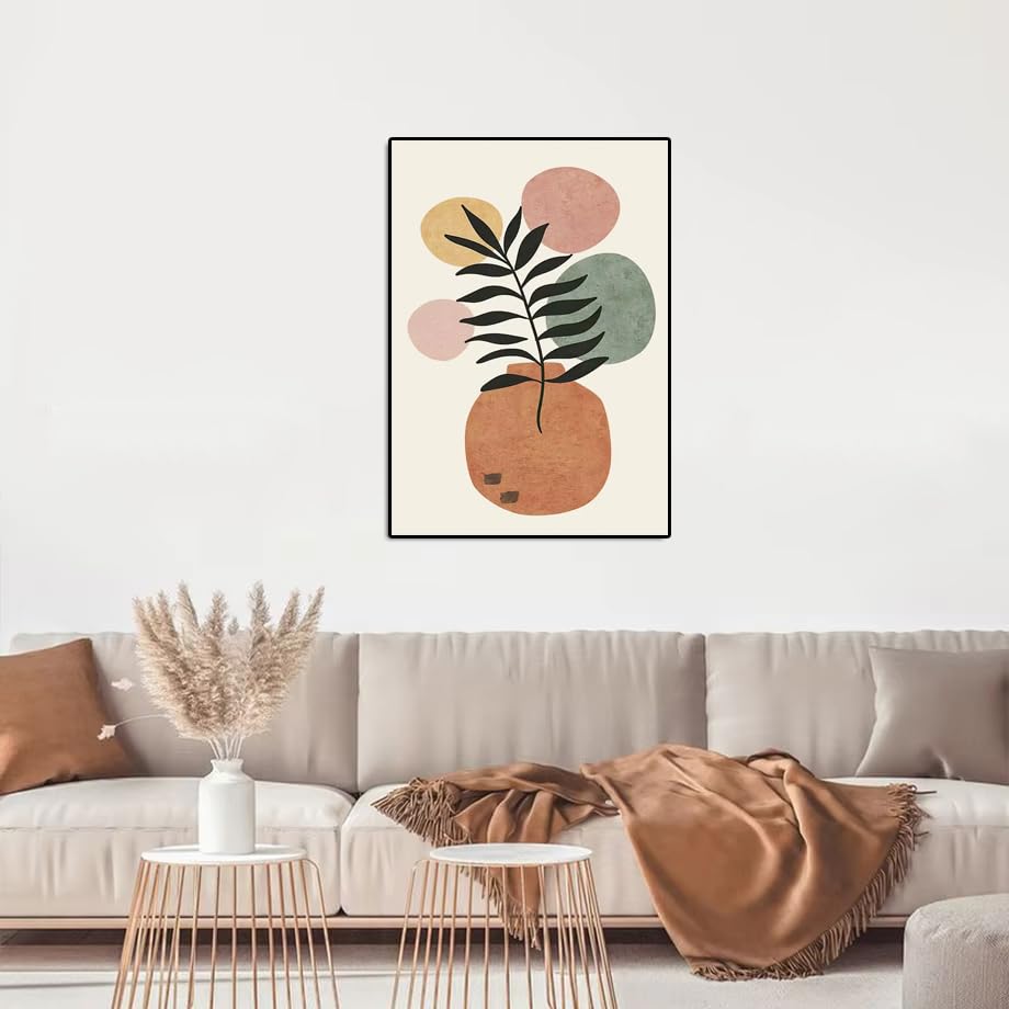 Impression d'art mural abstrait déco affiche bohème feuilles soleil géométrique 30x45