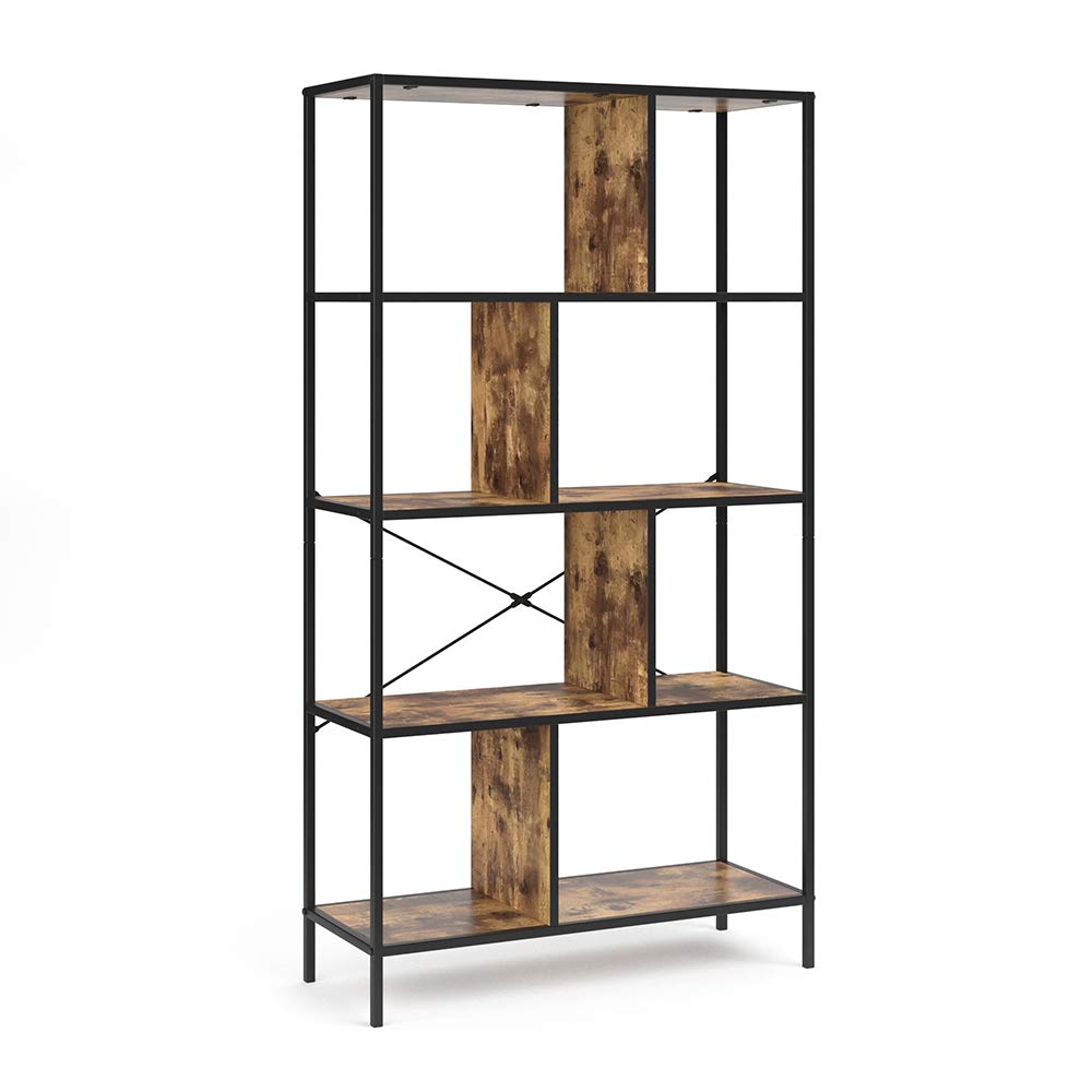 Vicco Séparateur de pièce Fyrk, Bois Antique, 80x146cm, utilisable comme séparateur de pièce avec Structure en métal et étagères Ouvertes