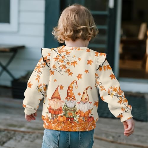 Girls Crewneck Pullover Sweatshirt 1-8T Thanksgiving Kids Casual Sweatshirt Ruffle Long Sleeve Shirt Clothes4