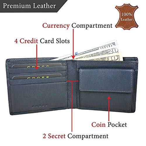 Image of Cross Navy Men's Wallet Stylish Genuine Leather Wallets for Men Gents Purse with Money Coin and Card Holder Compartment (AC298072)