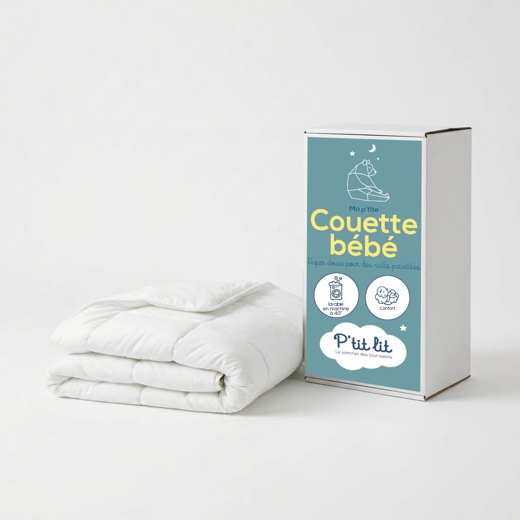P'tit Lit - Couette Bébé 75x120 cm - Idéale pour Lit 60x120 - Microfibre Ultra Douce et Légère - Garnissage Moelleux et Sain - sans Traitement Chimique - Certifiée Oeko-​Tex