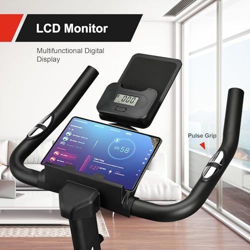 Image of Exercise Bike, Indoor Bike /Brake Pad Stationary Bike, for Family, Indoor Bike with Silent Belt Drive, Heavy Duty Flywheel, Comfortable Saddle And Upgraded LCD Display