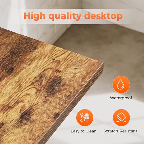(Caster, Rustic Brown, 32 inch) Rolling Computer Desk with Wheels, Gaming Desk for Small Spaces, Modern Simple Style Table for Home Office, Study Writing Table