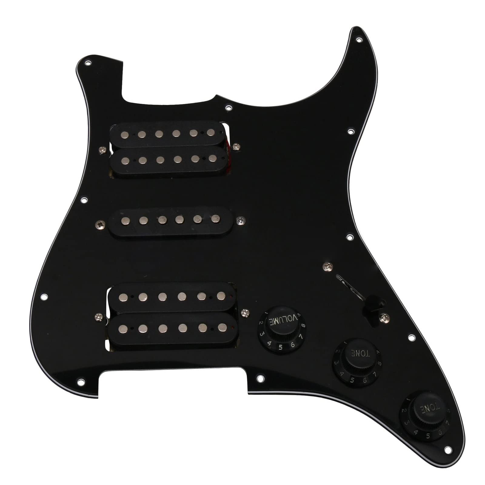 11-otworowa Maskownica Do Gitary Elektrycznej Z Okablowaniem Czarnym, Z 2 Humbuckerami I Jednym Zestawem Przetworników Z Pojedynczą Cewką Wstępnie Okablowana Pickguard