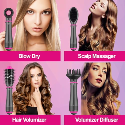 SevenPanda Hair Dryer Brush Blow Dry Hair Brush 4 in 1 Hair Styling Appliances Set with Hairdryer Brush, Hot Air Brush, Hair Diffuser, Hot Brush Suitable for All Hair Types, Ionic Care Frizz-Free - Image 3