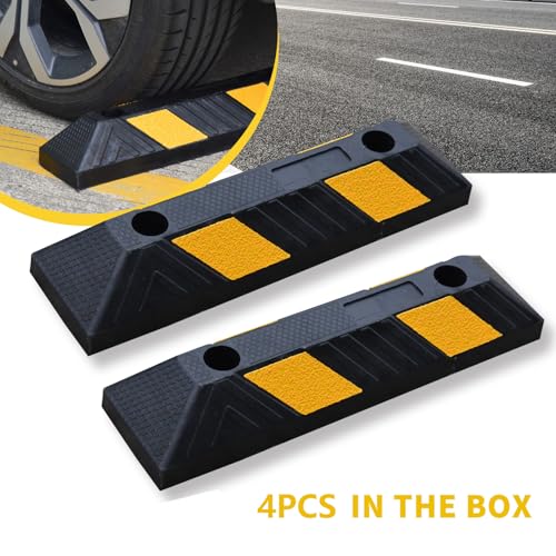 Image of BESEA 20.8 inch Rubber Parking Stop, 4 Pack Wheel Stop for Garage & Driveway