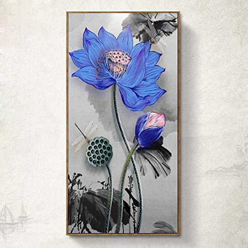 Anti-stress diamant painting lotus bleu grand format mosaïque