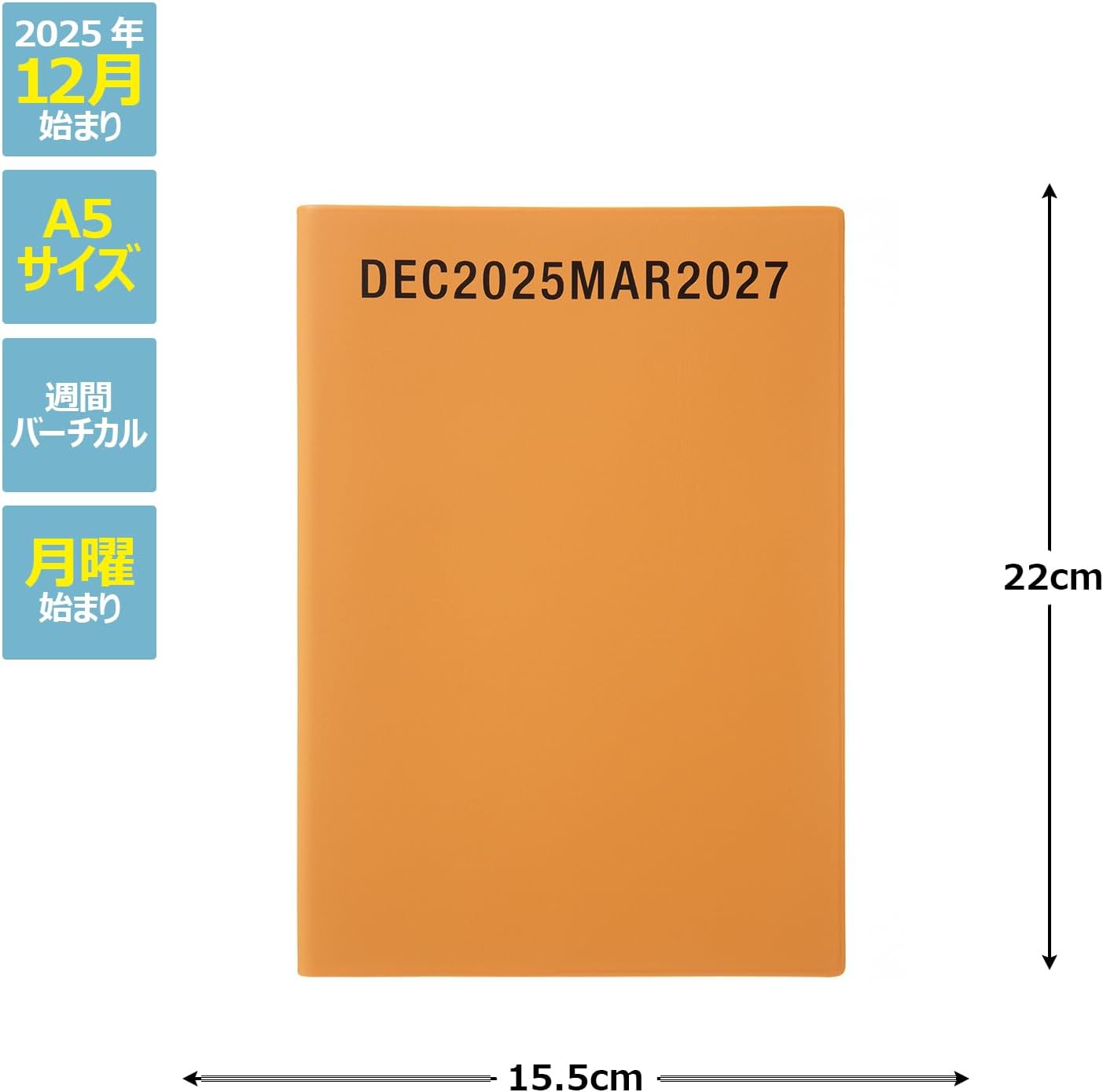 Laconic LAD97-250OR 2026 A5 Weekly Planner, Typo, Orange (Starts on December 2025)