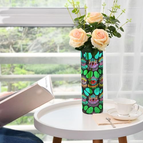 Florero de plastico de ojos con diseño transparente multicolor 7