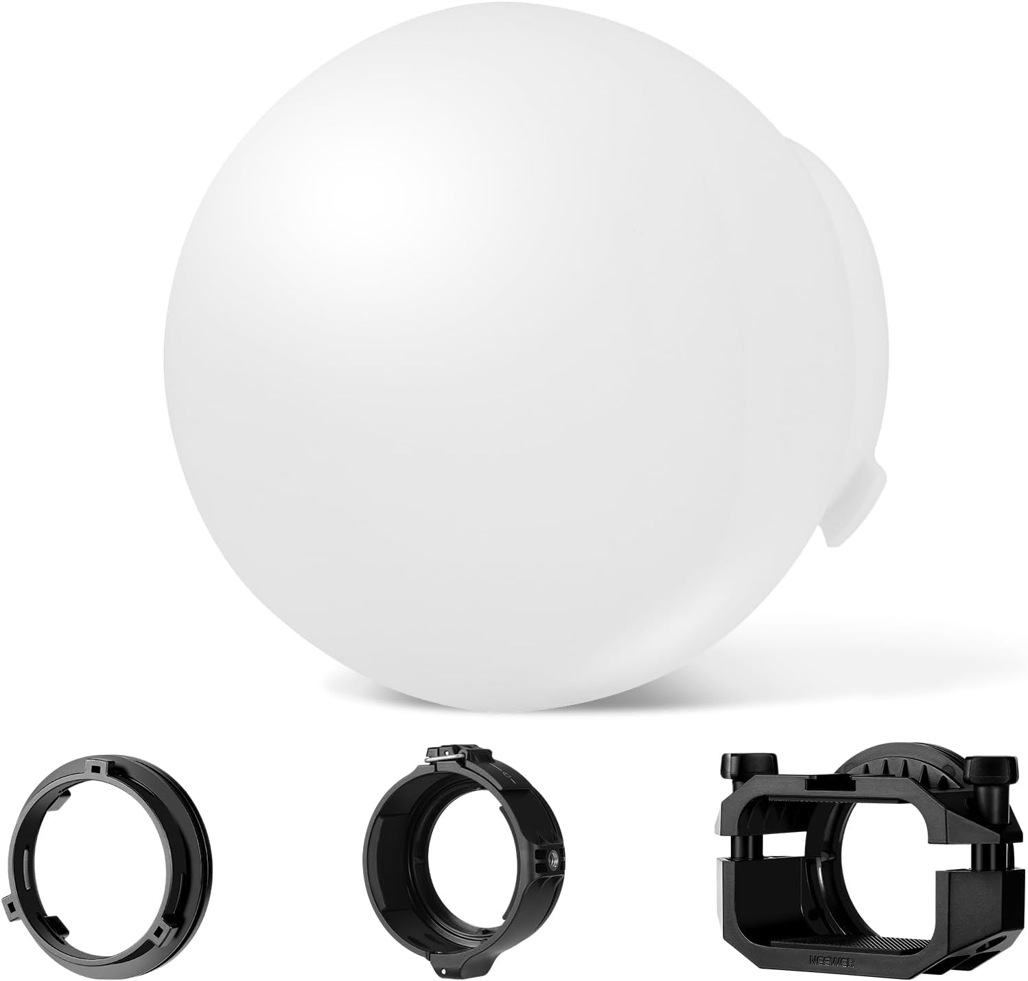 NEEWER Dôme de Diffusion CRS6 avec 3 Anneaux d'adaptation,Compatible avec NEEWER Z2PRO Z3R Flash à tête Ronde et Speedlite carré Z880 et Plus, Diffuseur de Montage pour MS60B MS60C MS150B