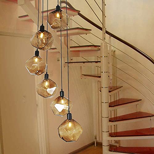 Lustre d'escalier chic et suspension haut de gamme en cascade pour duplex et villa