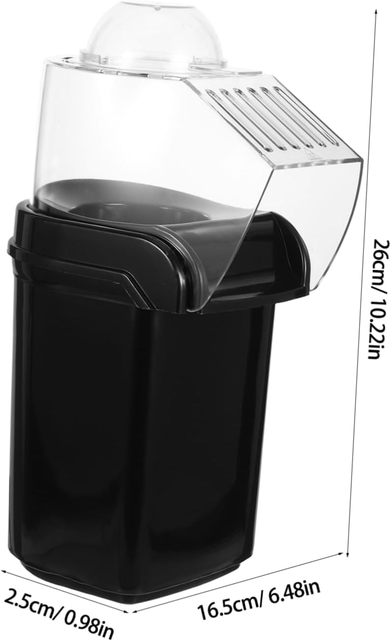 Electric Hot Air Popcorn Machine Automatic Healthy Snack Maker with Scoop for Adults Home Movie Nights Party Black