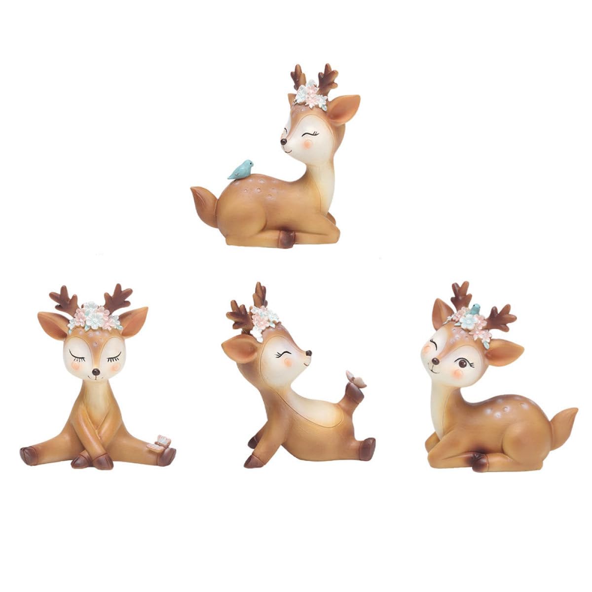 Figurines de cerfs adorables lot de 4 idée cadeau naissance et fête