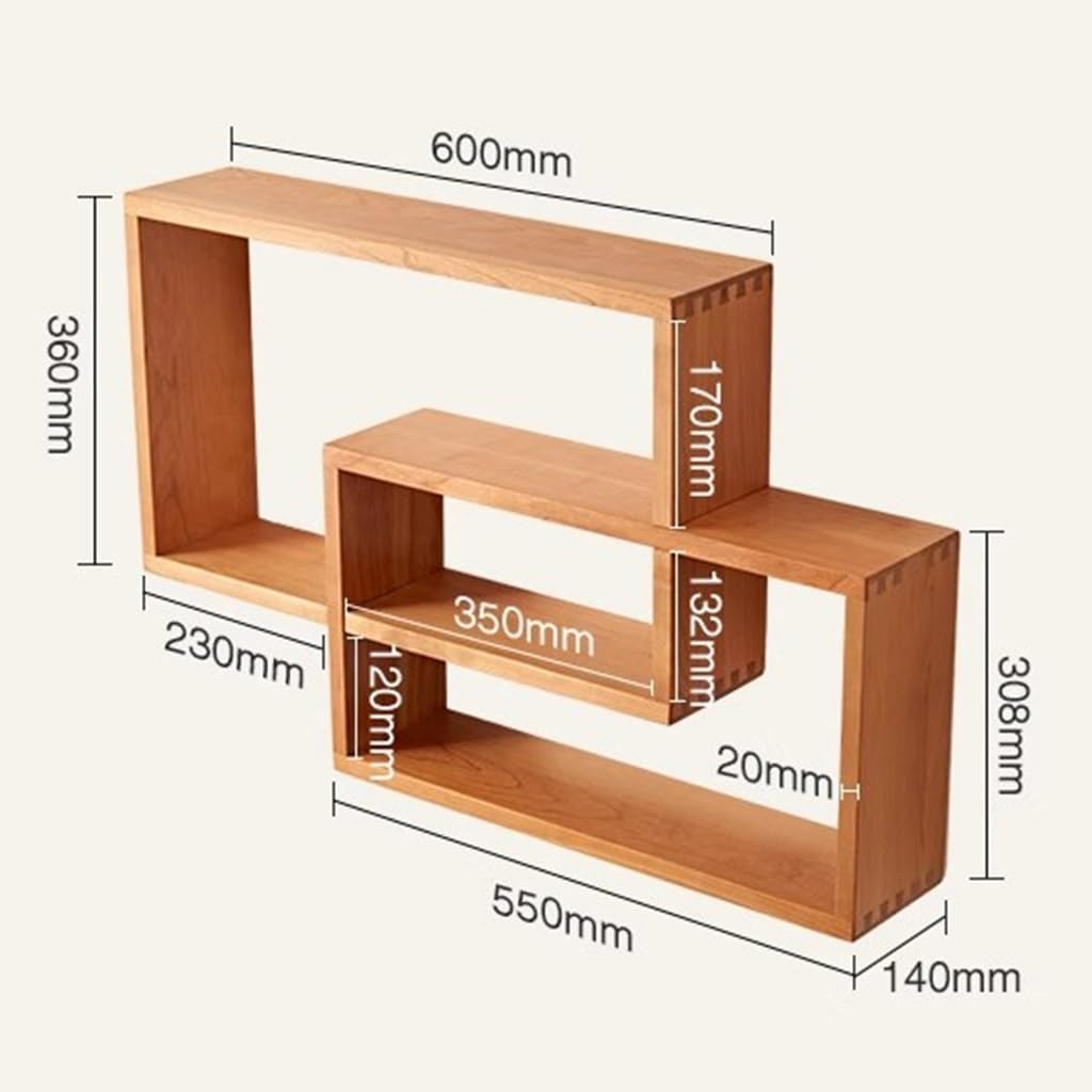 Mensole Geometriche A Forma di Scatola - Set di 2 Mensole Sospese in Legno per Soggiorno, Camera da Letto - Moderno Organizer Decorativo per Mensole Ad Incastro con Accessori