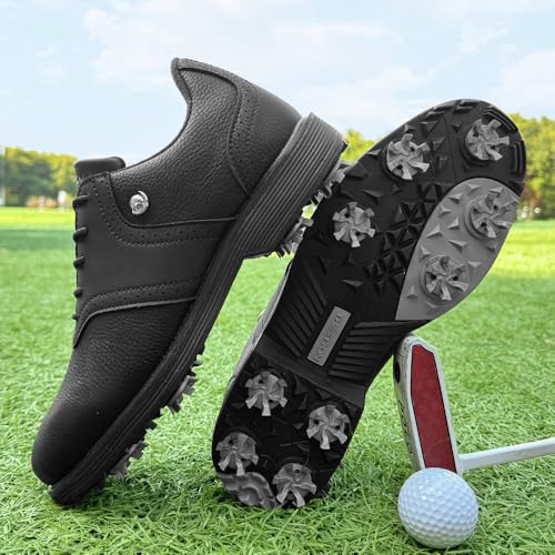 THESTRON Men Professional 9 Spikes Golf Shoes Waterproof Golf Training Sneakers Turf Walking Sneakers Male Spikes Golf Footwears Comfort Golfing Wears4