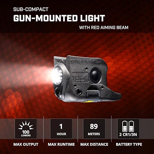 Image of Streamlight 69270 TLR-6 100-Lumen Tactical Weapon Light with Integrated Red Aiming Laser Designed Exclusively and Solely for Glock 42 /43 /43X /48 (No Rail or MOS), Black