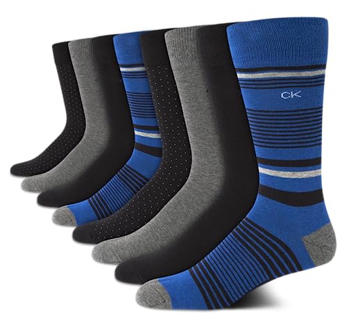 Calvin Klein Men's Dress Socks - 8 Pack Breathable Cotton Mid Crew Socks - Casual Long Work Socks for Men (Sizes 7-12)