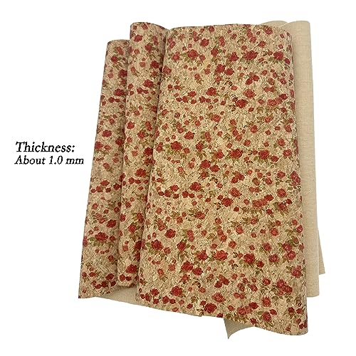 Image of SorenCut Cork Fabric Roll 12 x 52 Inch - Plum Blossom Print Cork Leather Fabric for Earrings, Bow Making, Bags, Wallets & DIY Sewing Projects - Vegan Leather Alternative Craft Sheet